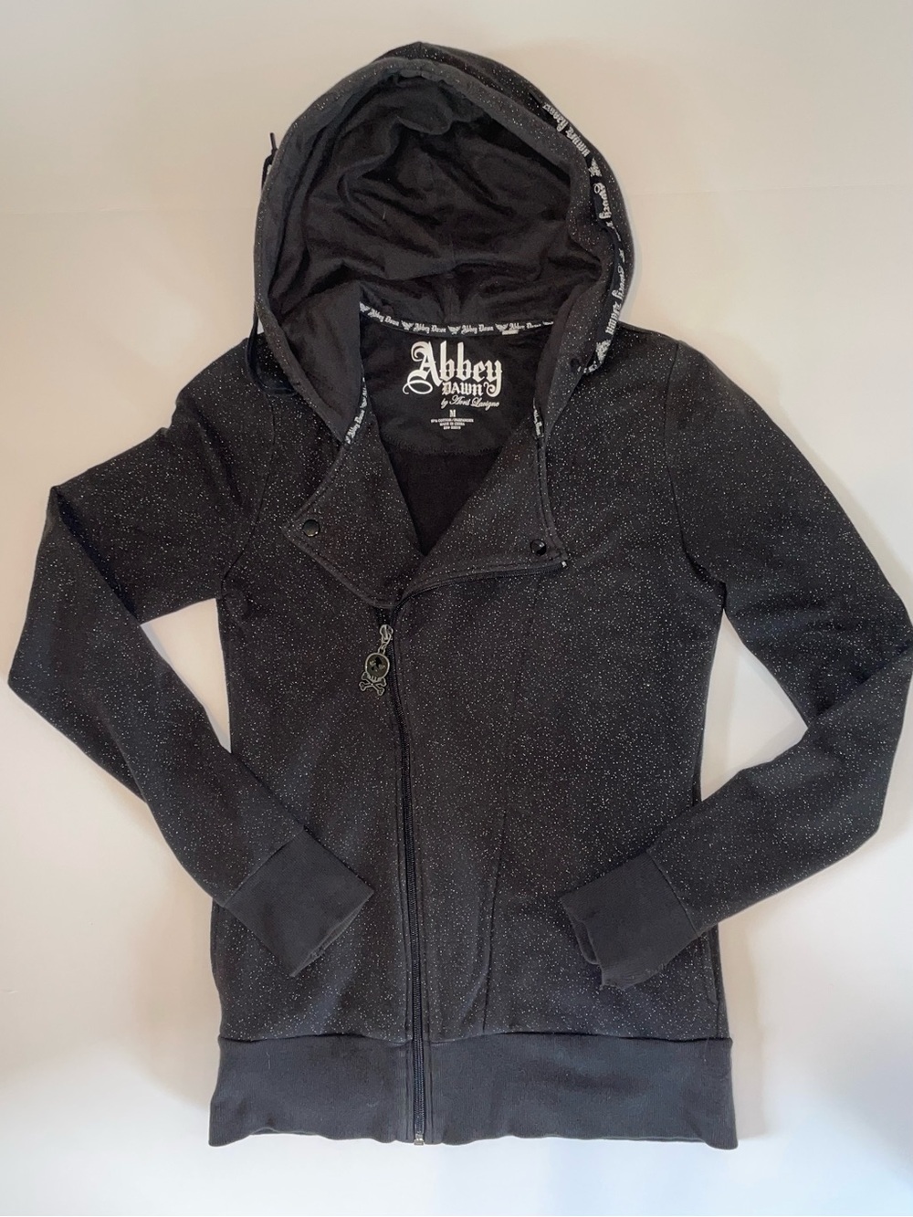 Abbey Dawn Avril Lavigne Y2K Glitter Skull Moto Zip H… - Gem
